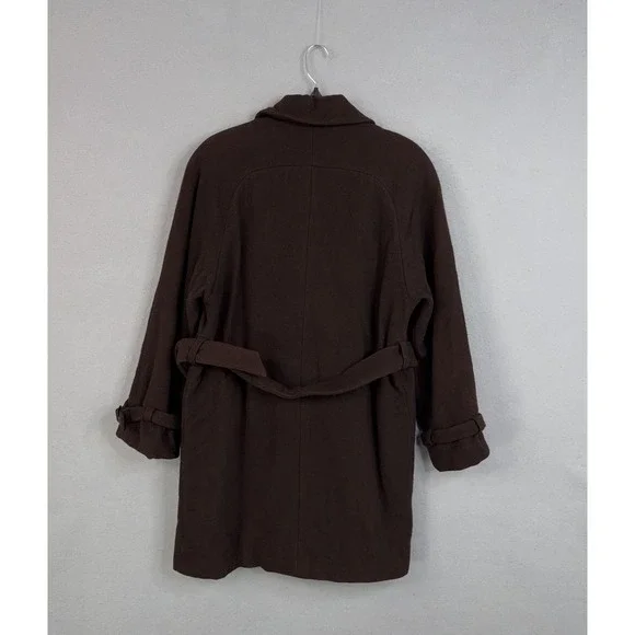 Vintage Donnybrook Coat Womens 6 Brown Wool Belted Mid Length Overcoat Classic - Picture 6 of 10